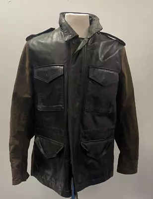 Buy Marlboro Classics Brown Leather Military Jacket - L • 35£