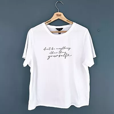 Buy Ladies New Look White Be Yourself Slogan 100% Cotton T-Shirt Top Size 18 • 1£