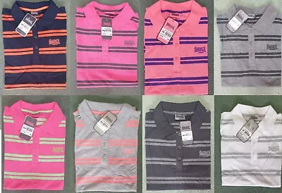 Buy Lonsdale Polo T Shirt Ladies Regular Fit Tee Top Smart Casual Striped RRP £26.99 • 7.99£