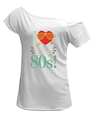 Buy 80's Women Hen Party Queen Music Off Shoulder TShirt Madonna Style White • 9.99£