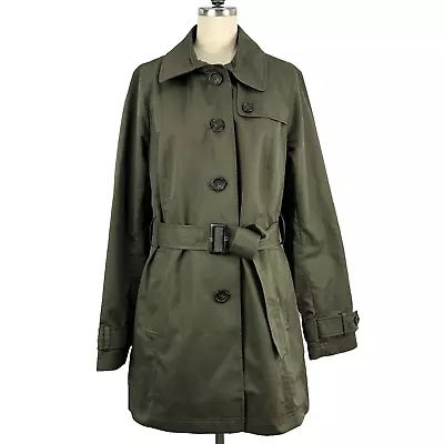 Buy LL Bean  Womens Size S Jacket Utility Trench Pea Coat Belted Olive Green Classic • 56.69£