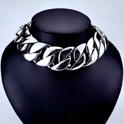 Buy 32mm Width 316L Stainless Steel  Curb Band Solid Heavy Necklace Jewelry • 53.04£