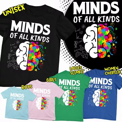 Buy Minds Of All Kinds Autism Awareness Mens Womens Boys Girls T-Shirts-Tee-Top-AD • 7.59£