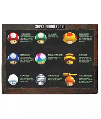 Buy Retro Gamers - Super Mario Mushrooms Slate Effect Tempered Glass Chopping Board • 18.99£