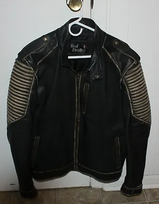 Buy Real Leather Batman Jacket Zippers And Snaps Size Xl • 70.87£