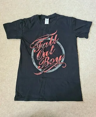 Buy Fall Out Boy Shirt Size S Red & Black PopPunk Skater Rock Alternative Band Merch • 7.45£