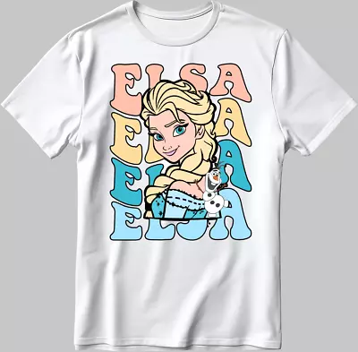 Buy Elsa Princess Disney Short Sleeve White-Black Men's / Women's T Shirt C531 • 11£