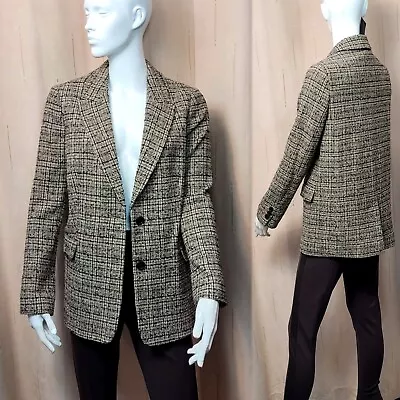 Buy M&S Relaxed TWEED BLAZER Jacket ~ Size 12 ~ BROWN Mix Check (rrp £75) • 36.99£
