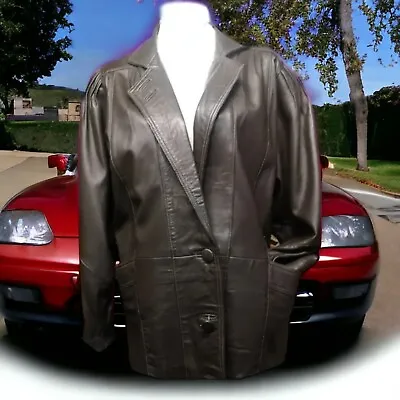 Buy Women's Leather Jacket Brown Size 14 Vintage 80s Retro Car Motorcycle  • 4.99£