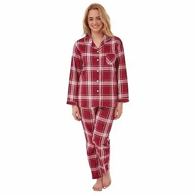 Buy Ladies/Womens 100% Brushed Cotton Pyjama Set Winceyette Pyjamas PJ Set Size 8-22 • 21.95£