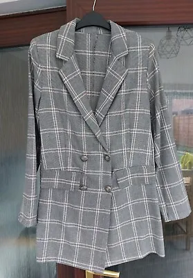 Buy Grey Red Check Blazer Jacket Size 10 • 5.50£