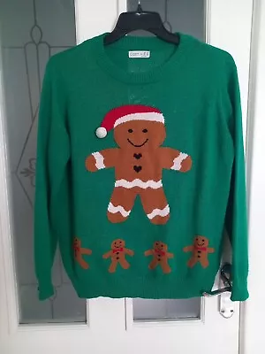 Buy Ladies Size Large Xmas Gingerbread Man Jumper Primark • 2.50£