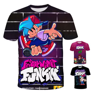 Buy Boy Girl Friday Night Funkin T-Shirt Short Sleeve Tee Casual Summer Cartoon NEW • 9.82£