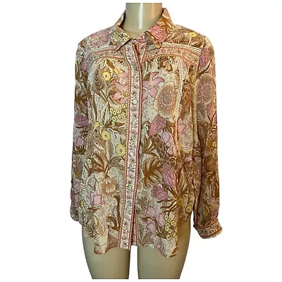 Buy Spell The Gipsy Collective Floral Print Long Sleeve Button-Up Top Size Small • 89.04£