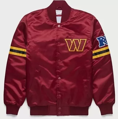 Buy NFL Washington Commanders Vintage Maroon Satin Letterman Varsity Baseball Jacket • 73.99£