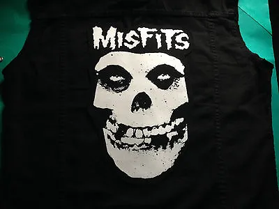 Buy Misfits Crimson Ghost Horror Punk Black Denim Cut-Off Patch Battle Jacket XS-4XL • 72.99£