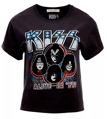 Buy Men’s Oversized Kiss Alice Print T-Shirt, Black Cotton Summer Short Sleeve Tee • 7.99£