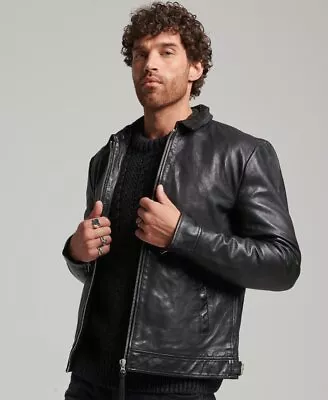 Buy Superdry Mens Slim Fit Coach Leather Jacket • 100£