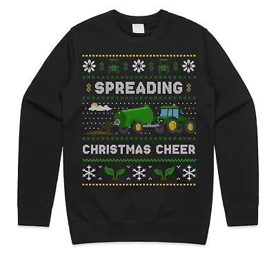 Buy Spreading Christmas Cheer GREEN Farming Jumper Sweatshirt Funny Farmer Tractor • 25.99£