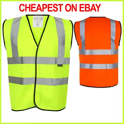 Buy Hi Viz Vest High Vis Safety | YELLOW ORANGE | EN471 Waistcoat Visibility Jacket • 165£