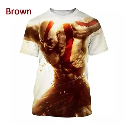 Buy God Of War Kratos Fighting 3D Print Women Men Short Sleeve T-shirt Tops Casual • 10.79£