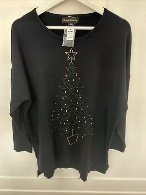 Buy Frank Usher Christmas Christmas Tree Jumper. Black. Size S/M • 25£