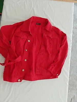 Buy Ladies Denim Jacket Nasty Gal Size 8 Distressed Red 26389 • 7.69£