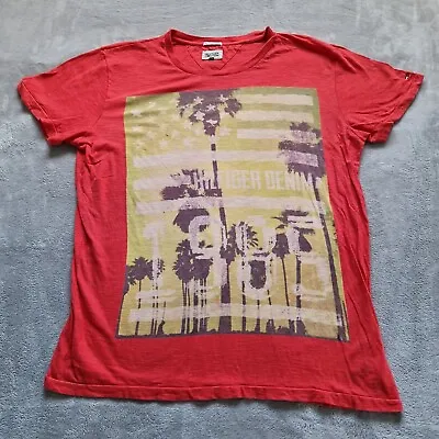 Buy Hilfiger Denim T Shirt Adult Mens XL Red Single Stitch Top American Brand 1985 • 5£