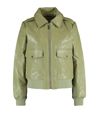 Buy MICHAEL KORS Sage Green Vegan Leather Quilted Bomber Jacket: L, RRP: US£319 • 20£