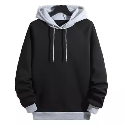 Buy Men Colour Block Long Sleeve Hoodies Casual Baggy Sport Pocket Hooded Sweatshirt • 14.99£