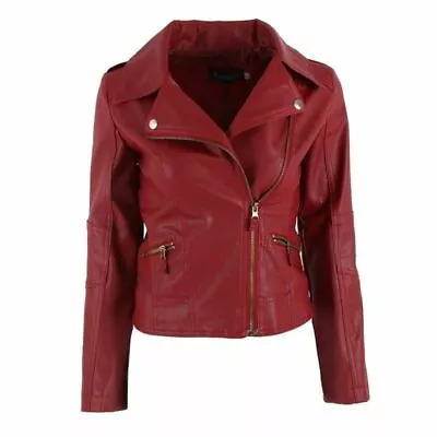 Buy Womens Waterfall Faux Leather Jacket Punk Biker Motorcycle Short Coat Outwear. • 25.68£
