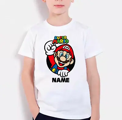 Buy Super Mario Personalised T-Shirts Top Tees Birthday Kids Adult Sizes • 8.99£
