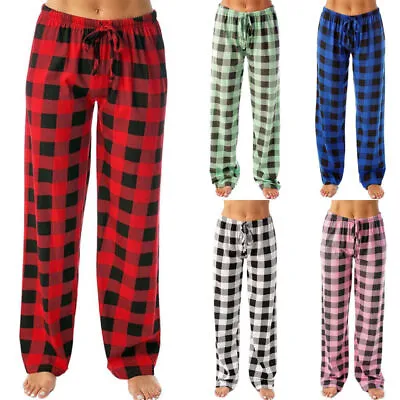 Buy Women Lounge Pants Pyjama Bottoms Christmas Check Loose Drawstring Pants S-3XL • 10.39£