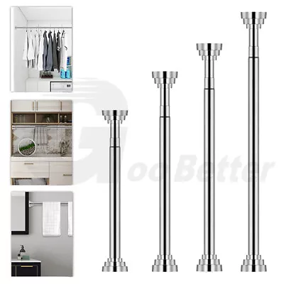 Buy Heavy Duty Clothes Rails Punch-free Telescopic Wardrobe Pole Rod Stainless Steel • 16.79£