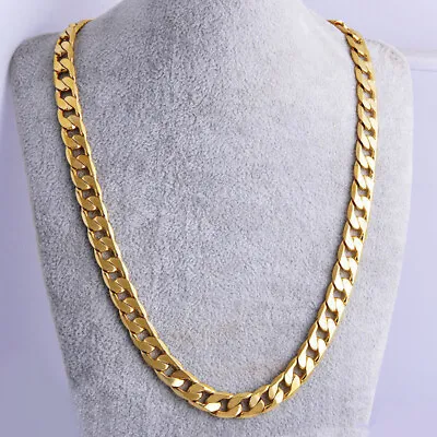 Buy Men's Boy Stainless Steel 18K Gold Filled Curb Cuban Chain Necklace Jewelry 24  • 7.99£