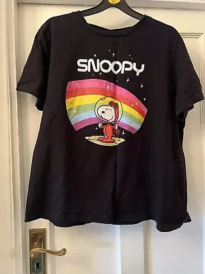 Buy ZARA PEANUTS SNOOPY IN SPACE Black 100% Cotton T-Shirt,Large • 27.95£