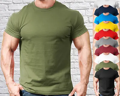 Buy Gym Fit T Shirts Cool Muscle Fitted Training Top Plain Bodybuilding Fashion New • 7.99£