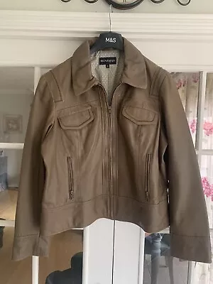 Buy Womens Autograph Leather Jacket Colour Is A Olive Green Beautiful Colour • 38£
