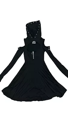 Buy Killstar Black Long Sleep With Hoodie Dress Size XS • 37.64£