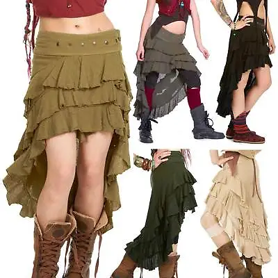 Buy Boho Steampunk Skirt, Psy Trance Clothing, Festival Skirt, Goa Pixie Hippy Skirt • 37£