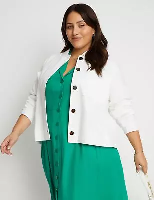 Buy BeMe - Plus Size - Womens Regular Linen Jacket - White Summer Coat - Boxy Casual • 21.32£