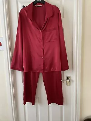 Buy Vintage Bhs 16-18 Luxury Red Classic Style Button Front Pyjamas • 14.99£