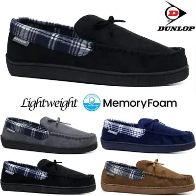 Buy Mens Dunlop Memory Foam Moccasins Slippers Loafers Suede Cosy Winter Shoes Size • 11.95£