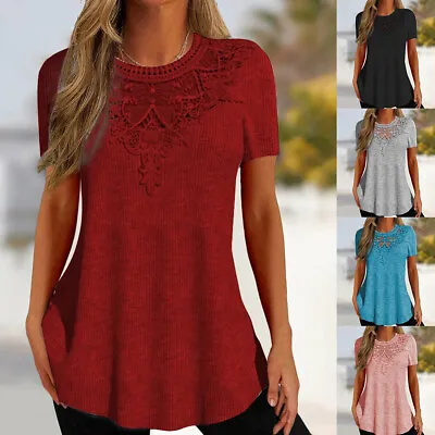 Buy Plus Size Womens Lace Tunic Tops Ladies Summer Holiday Casual T Shirt Tee Blouse • 11.69£