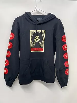 Buy Obey Womens M Afrocentric Hoodie Black Screen Printed Peace Sign Floral Zumiez • 24.78£