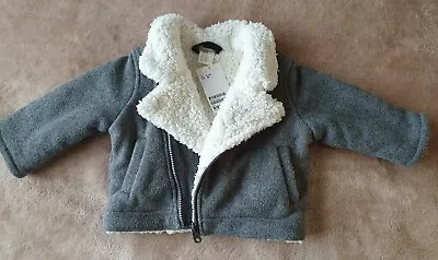 Buy Baby Girl Grey H&m Borg Jacket Size 4-6 Months BNWT • 14£