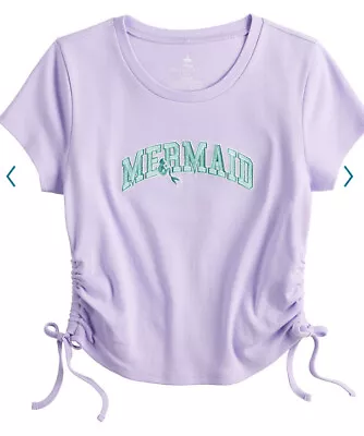 Buy Disney  The Little Mermaid Embroidered Purple Women's Ruche T Shirt Size L • 17.06£