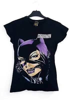 Buy Batman Catwoman Face Logo Black Short Sleeve T-Shirt Womens Size S Casual DC • 6.99£