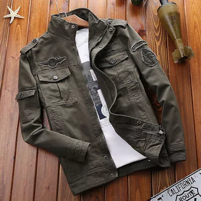 Buy Mens Outdoor Tactical Washed Cotton Military Jackets Bomber Cargo Coat • 29.86£