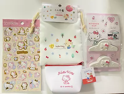Buy [New] Sanrio Hello Kitty Merch Set -Pouch, Bag, Clips, Sticker • 12.30£